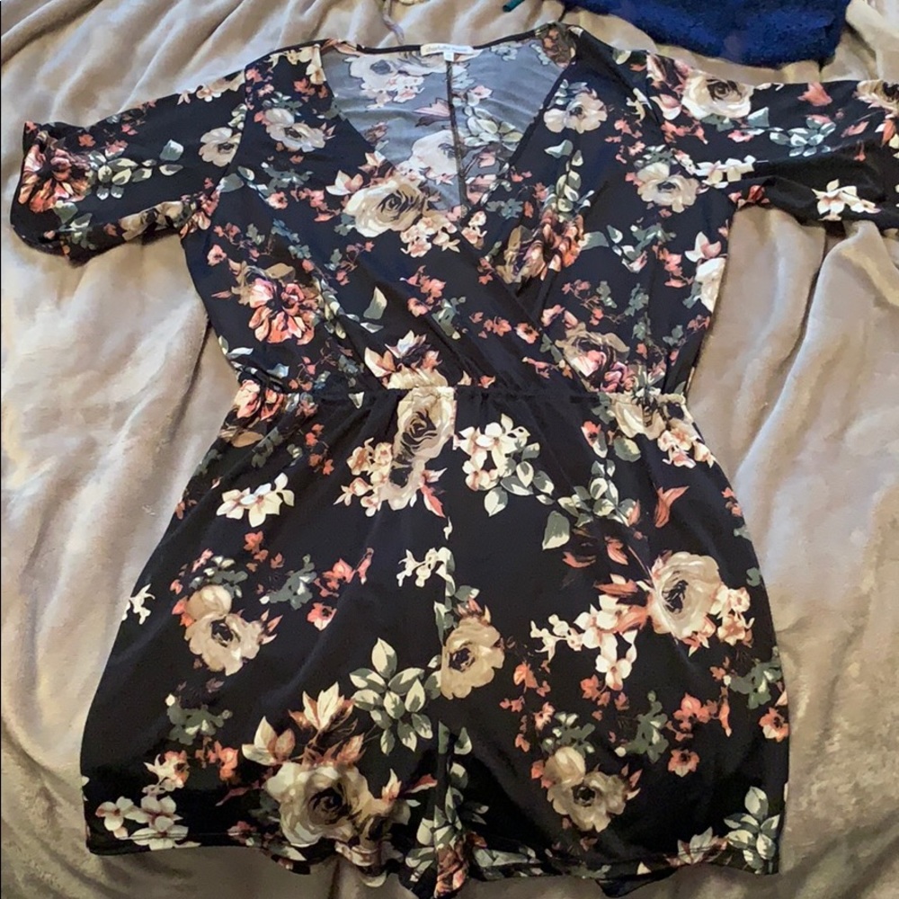 floral v-neck romper